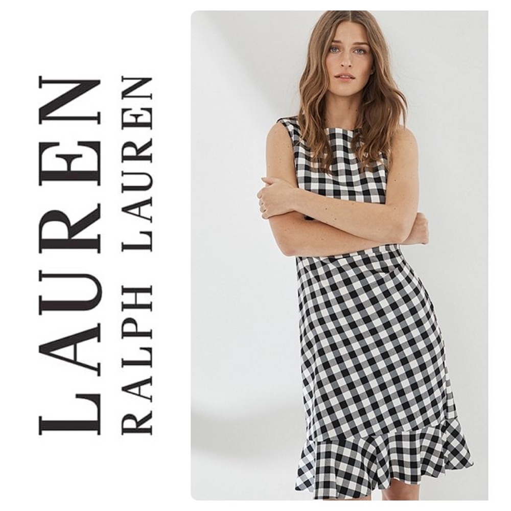 New Lauren Ralph Lauren Gingham Jacquard Dress - Picture 1 of 5